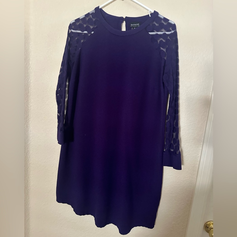 Purple dress with sheer sleeves
